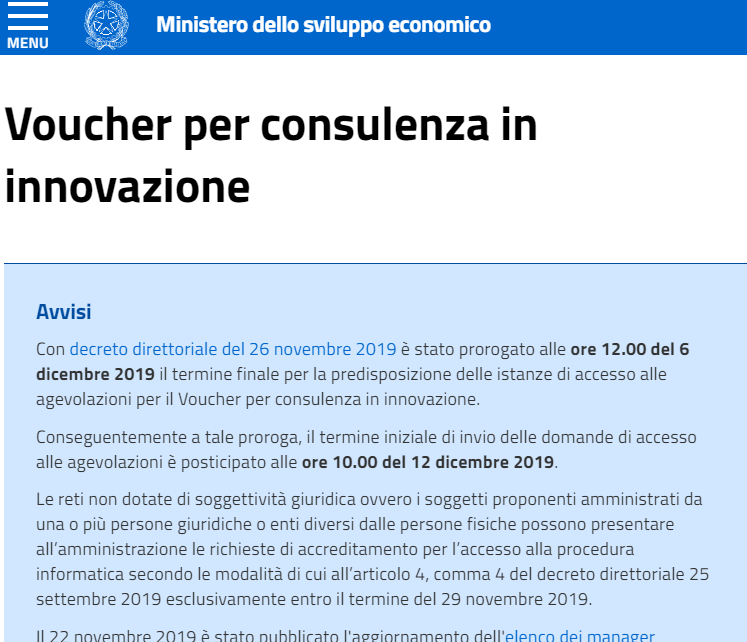 PROROGA Voucher per Consulenza in Innovazione